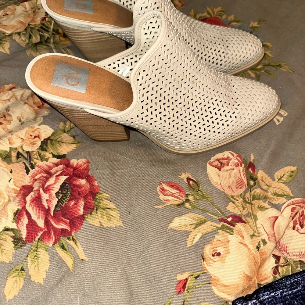 Dolce Vita Chic Cream Perforated Mules